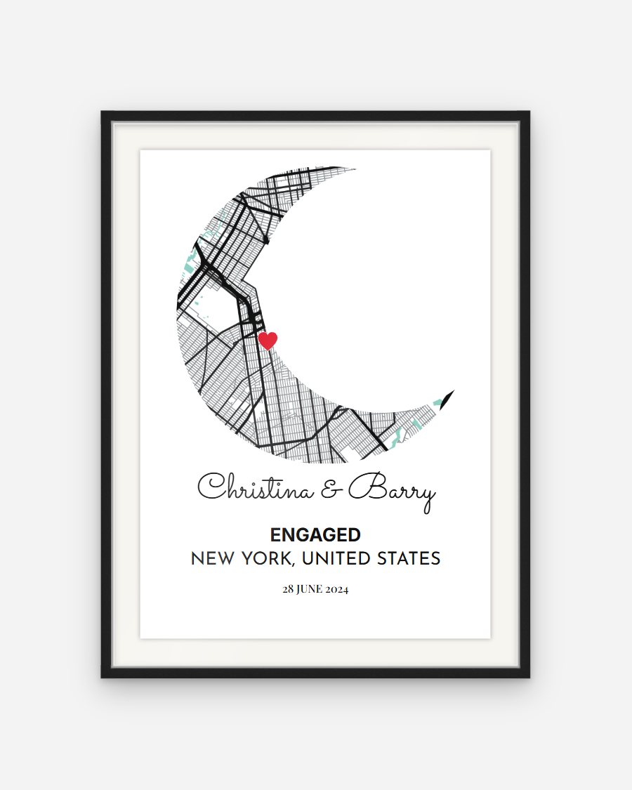City Map Poster: Moon – personalised framed poster preview
