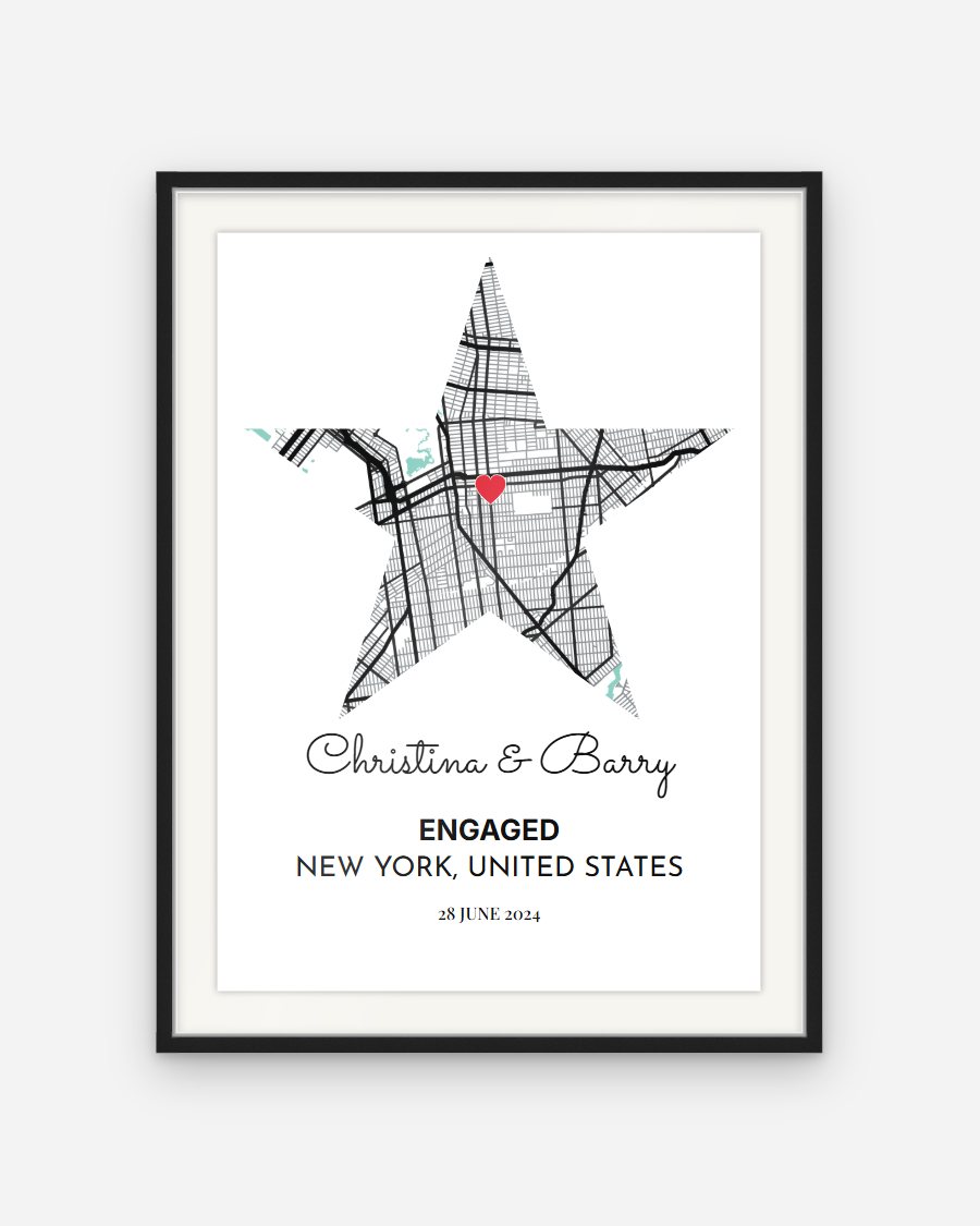 City Map Poster: Star – personalised framed poster preview