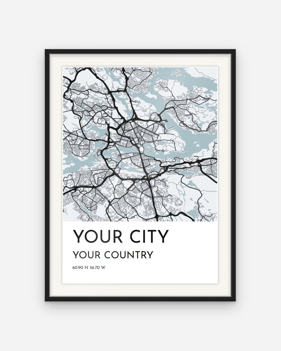 Full-Bleed City Map Poster – personalised framed poster preview