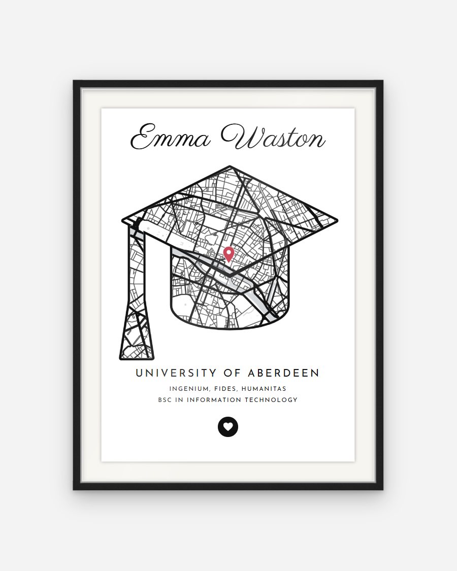 Graduation Map Poster – personalised framed poster preview