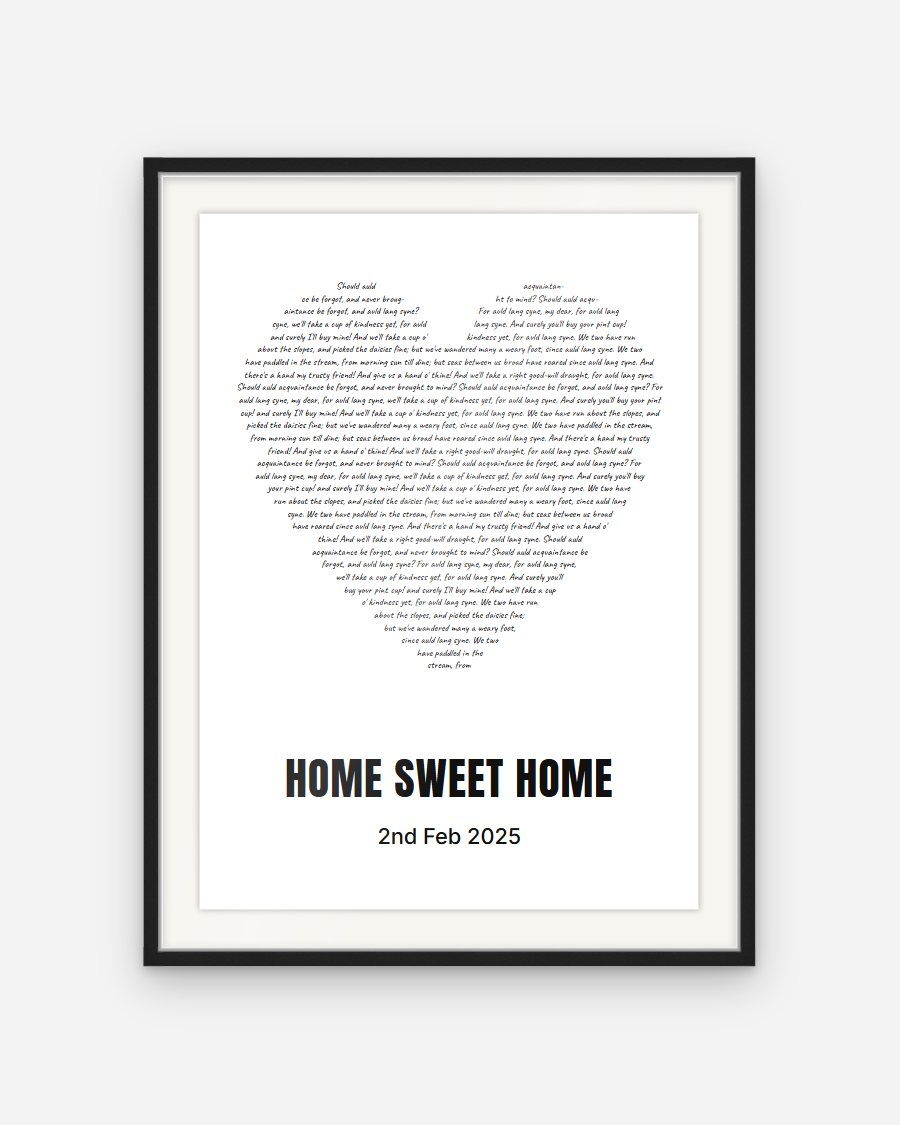 Handwritten Lyrics Poster: Heart – personalised framed poster preview
