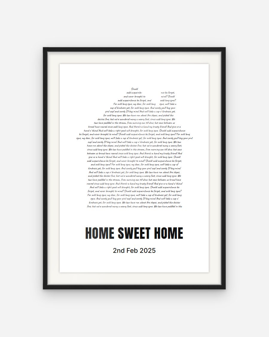 Handwritten Lyrics Poster: House – personalised framed poster preview