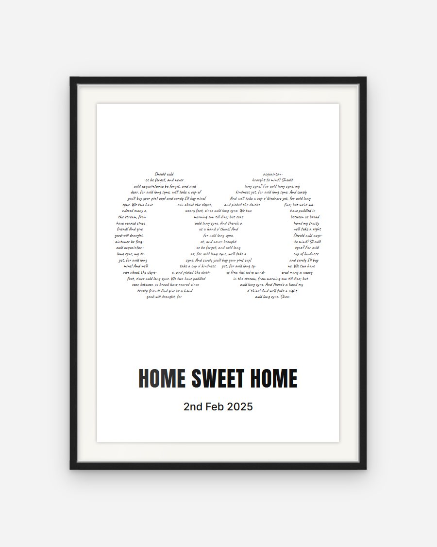 Handwritten Lyrics Poster: Infinity – personalised framed poster preview