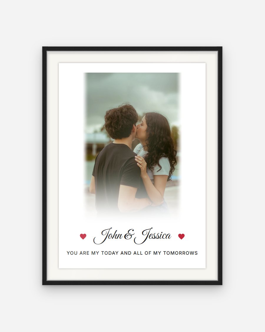 Illustrated Couple Poster – personalised framed poster preview