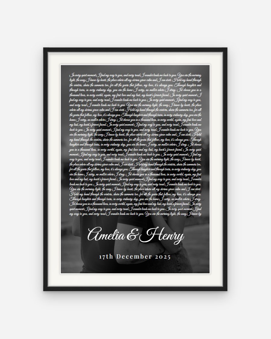 Lyrics Over Photo Poster – personalised framed poster preview