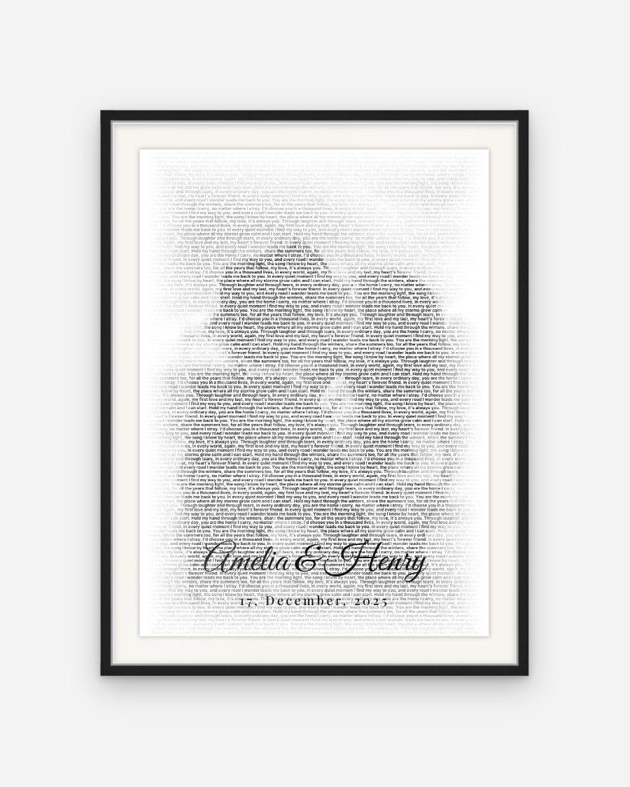 Lyrics Portrait Poster – personalised framed poster preview