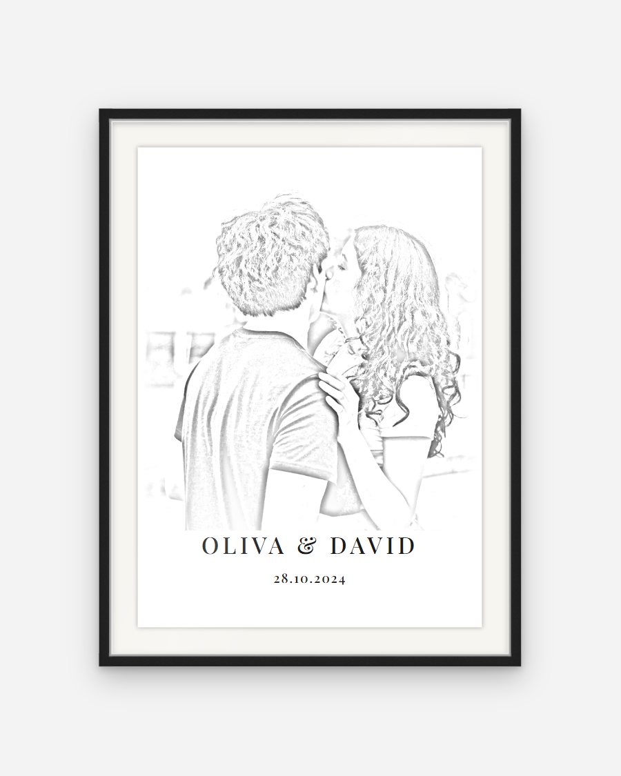 Pencil Sketch Poster – personalised framed poster preview
