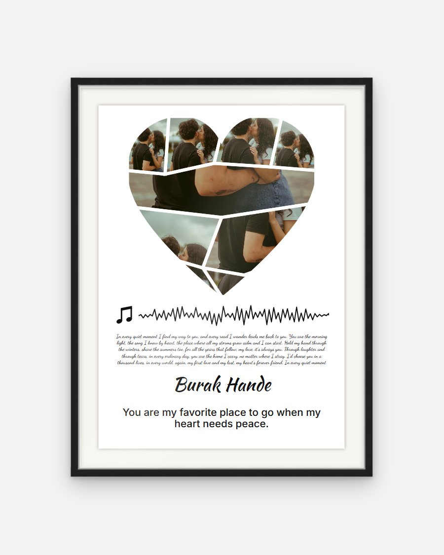 Photo Collage Lyrics Poster: Heart – personalised framed poster preview