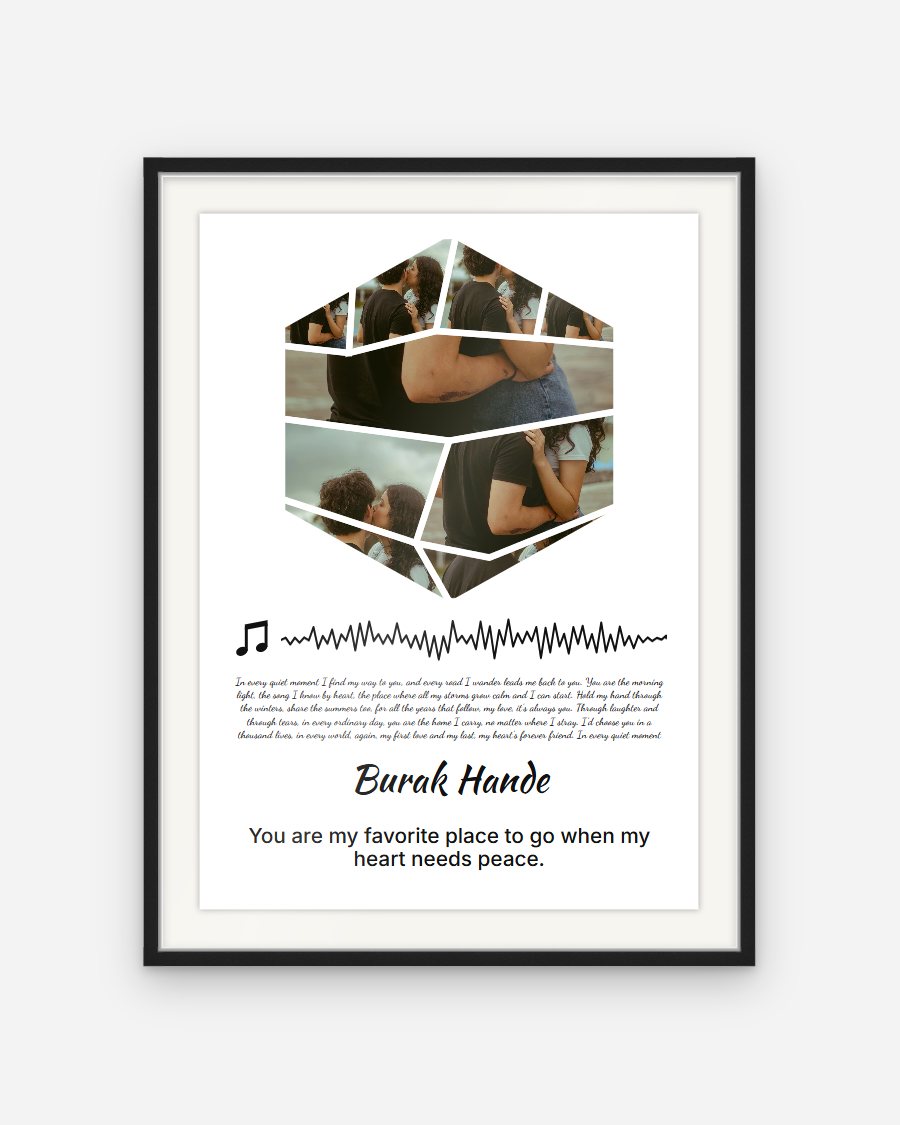 Photo Collage Lyrics Poster: Hexagon – personalised framed poster preview