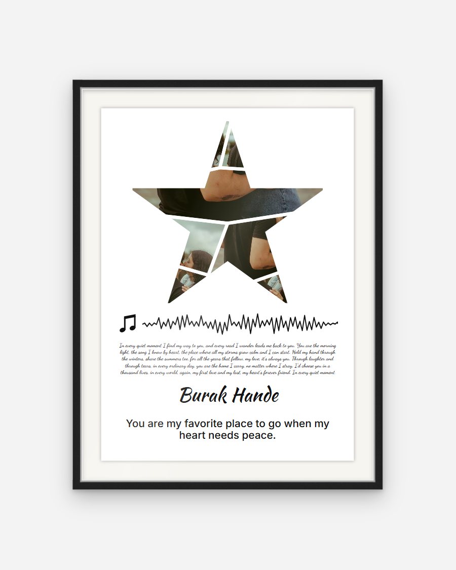 Photo Collage Lyrics Poster: Star – personalised framed poster preview