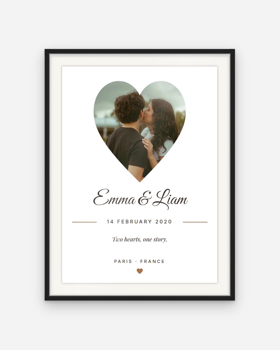 Forever Starts Here Poster: Heart – personalised framed poster preview
