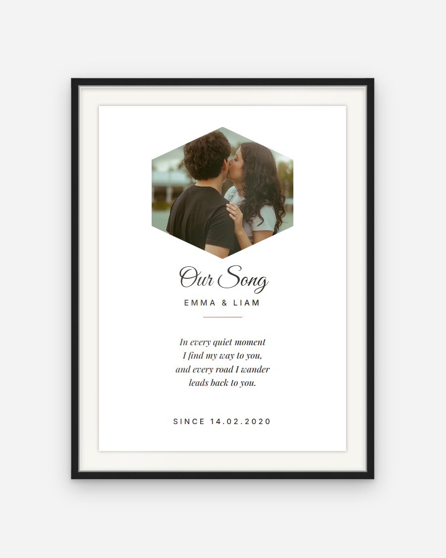 Photo and Lyrics Poster: Hexagon – personalised framed poster preview
