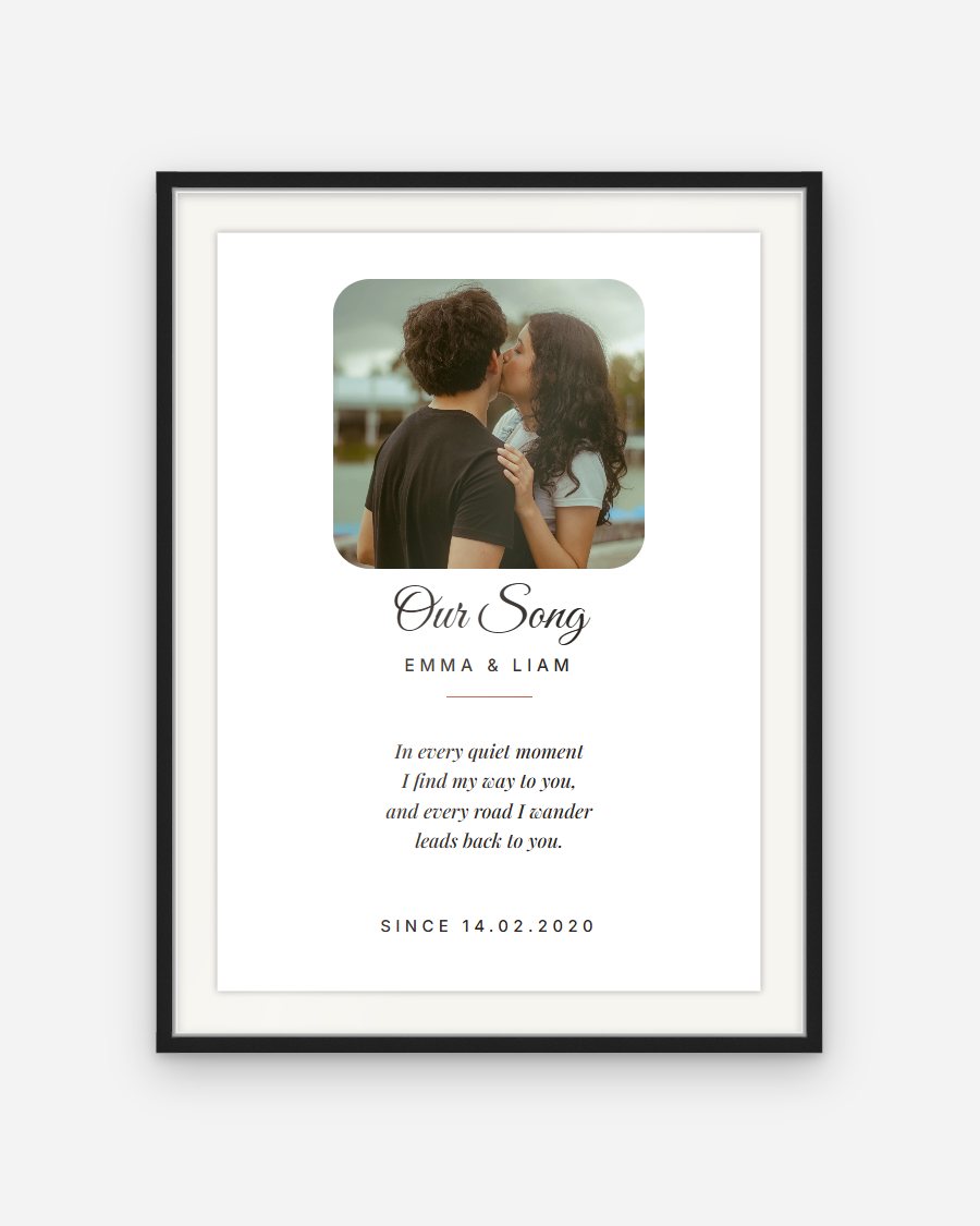 Photo and Lyrics Poster: Rounded – personalised framed poster preview