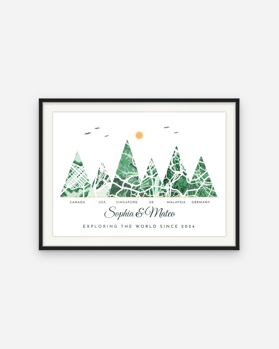 Places Explored Map Poster – personalised framed poster preview