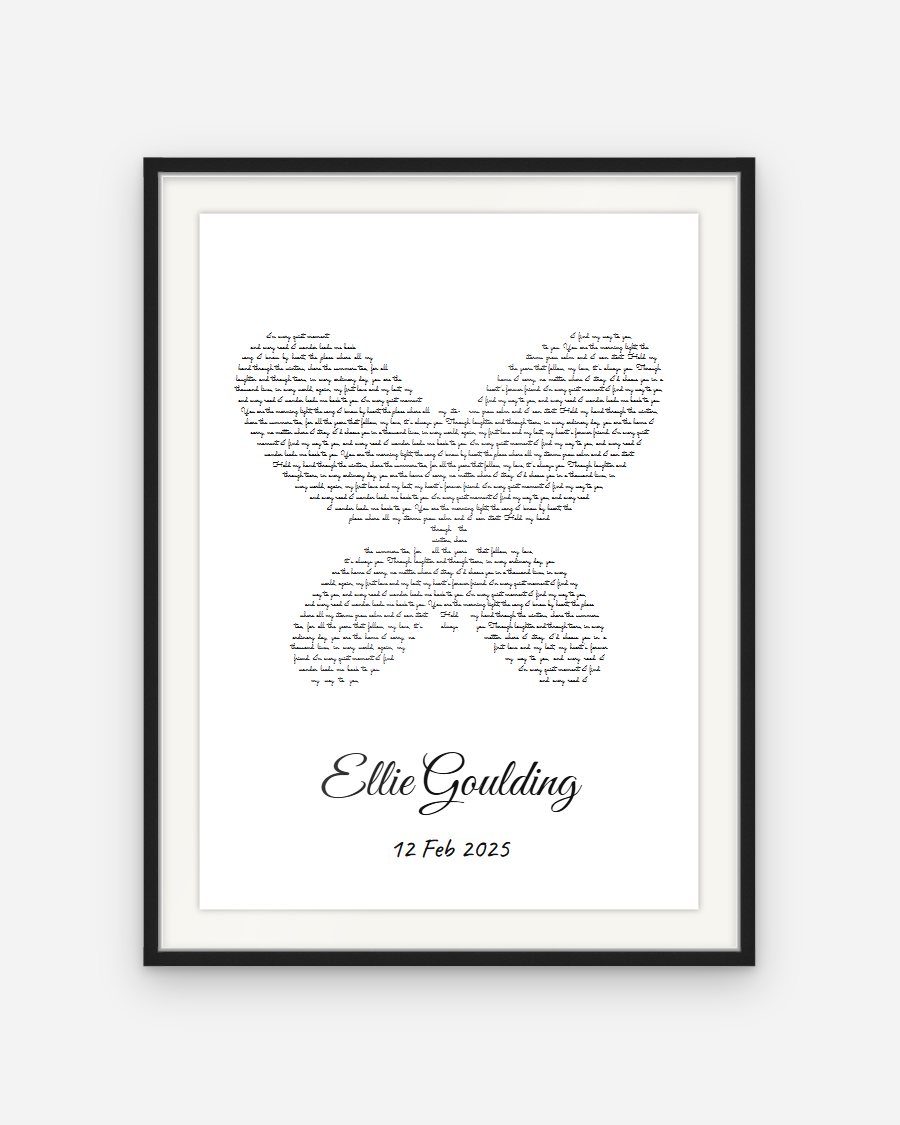 Script Lyrics Poster: Butterfly – personalised framed poster preview
