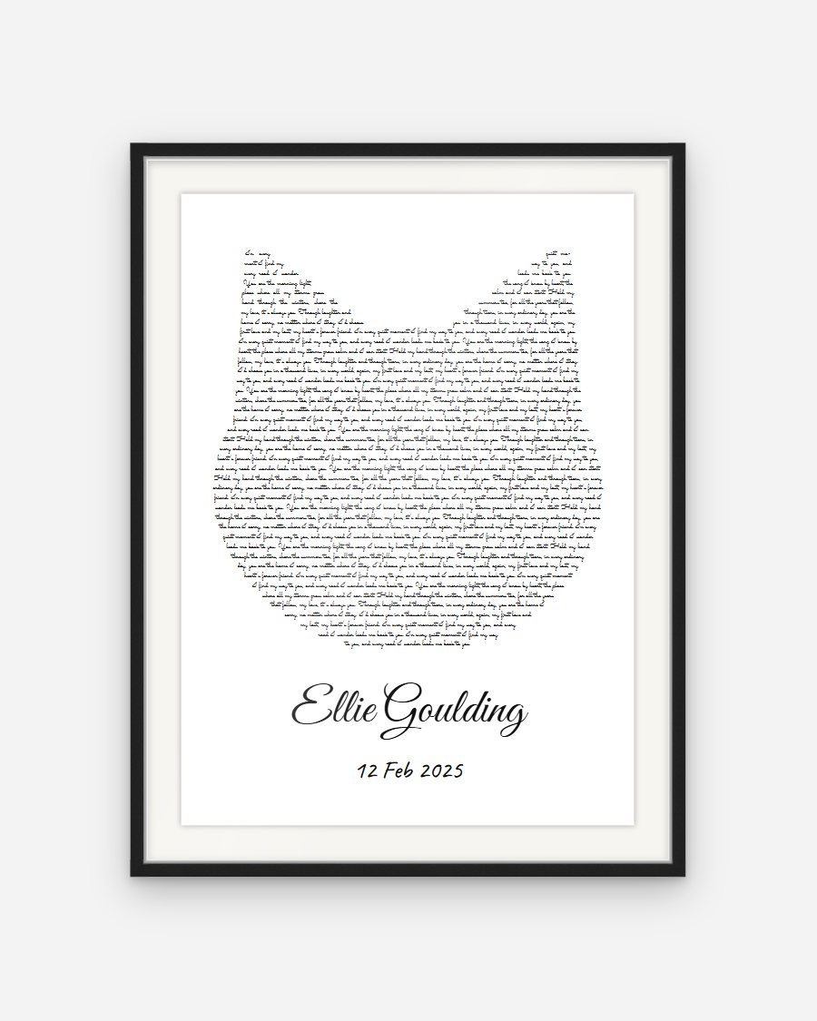 Script Lyrics Poster: Cat – personalised framed poster preview