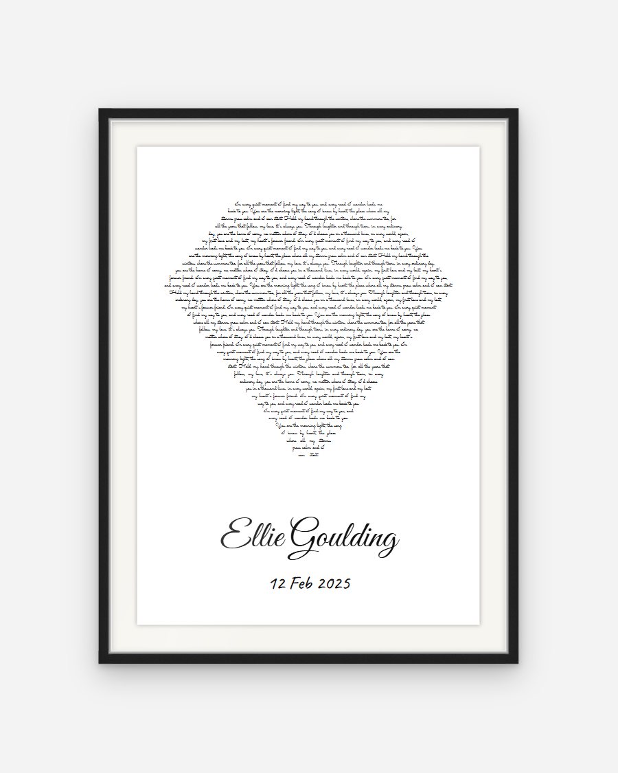 Script Lyrics Poster: Diamond – personalised framed poster preview