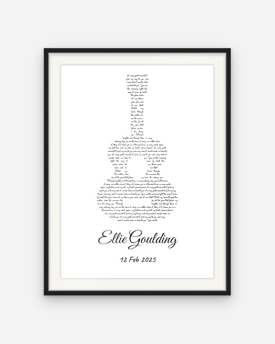 Script Lyrics Poster: Guitar – personalised framed poster preview