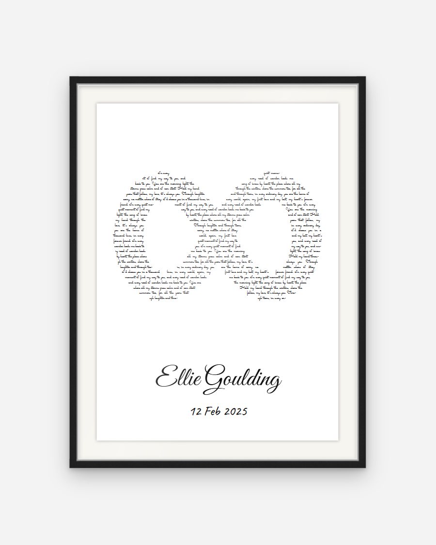 Script Lyrics Poster: Infinity – personalised framed poster preview