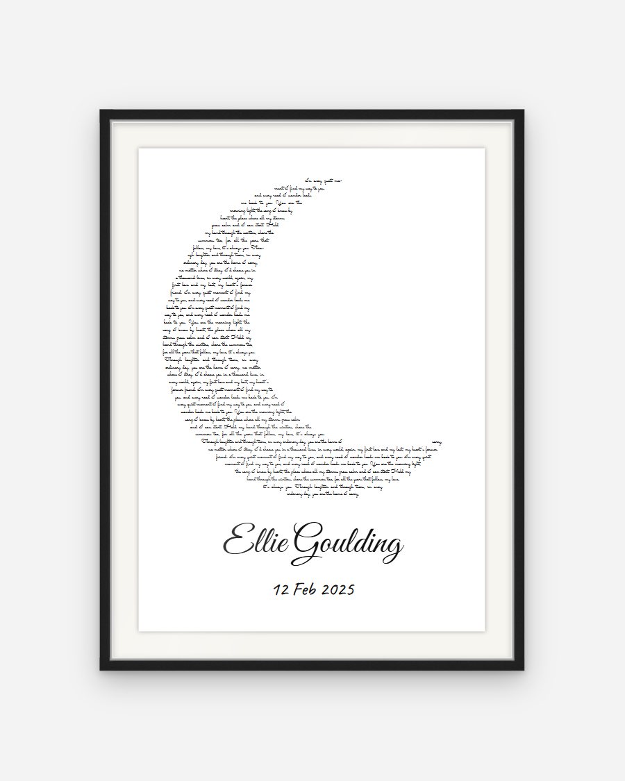 Script Lyrics Poster: Moon – personalised framed poster preview