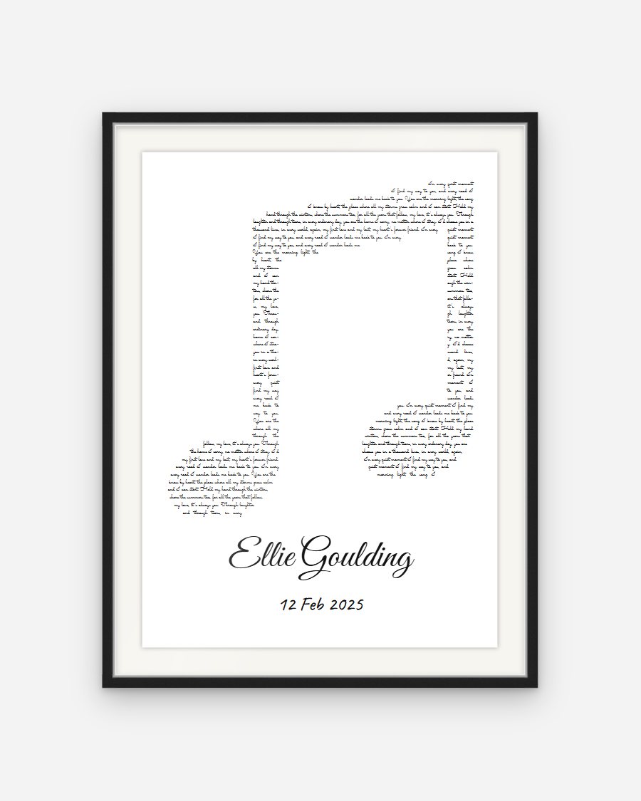 Script Lyrics Poster: Music note – personalised framed poster preview