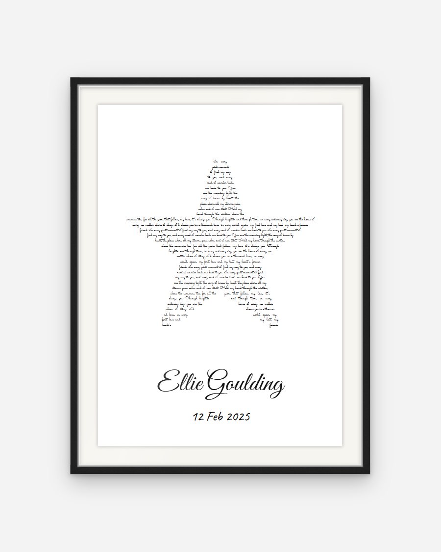 Script Lyrics Poster: Star – personalised framed poster preview