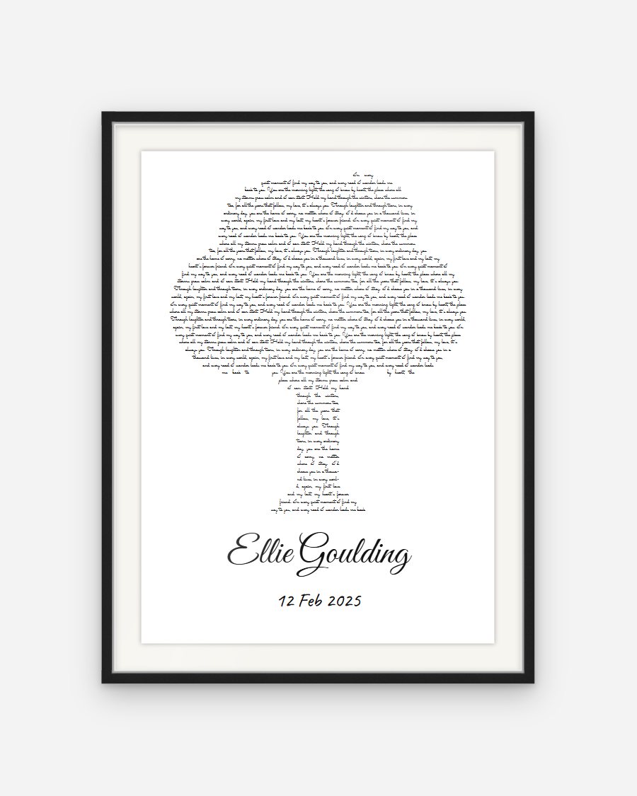 Script Lyrics Poster: Tree – personalised framed poster preview