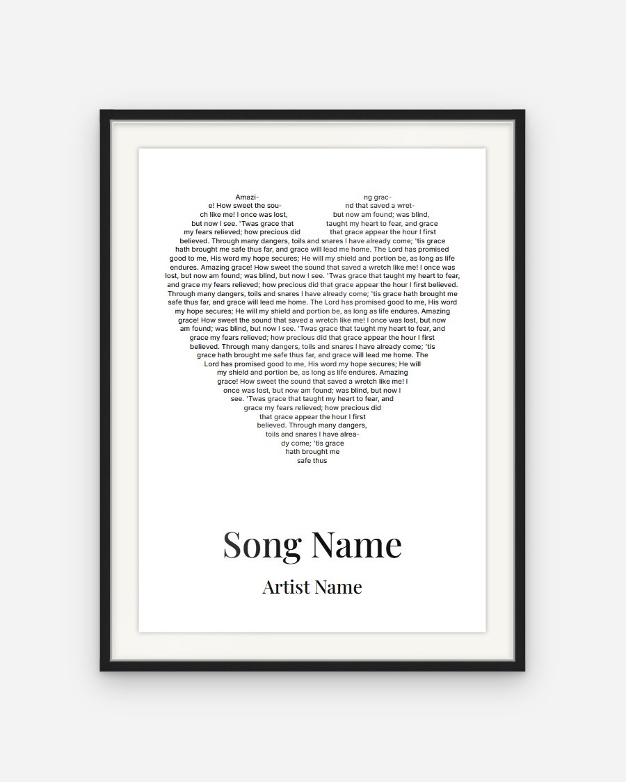 Song and Artist Lyrics Poster: Heart – personalised framed poster preview