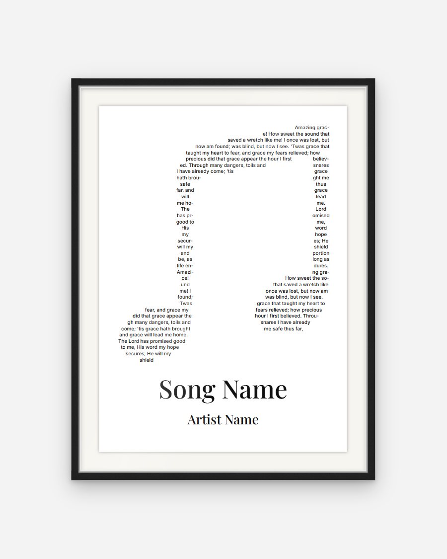 Song and Artist Lyrics Poster: Music note – personalised framed poster preview