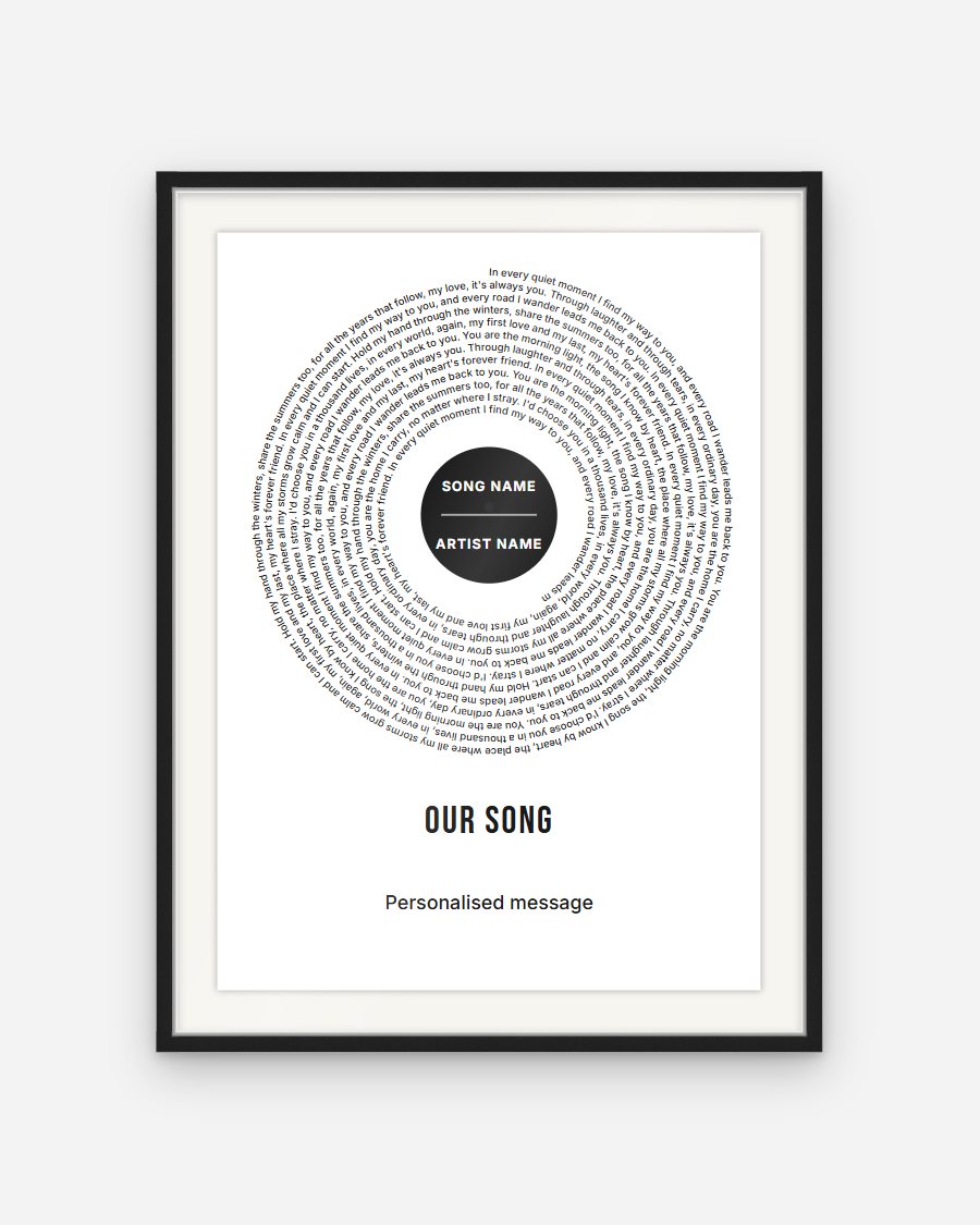 Spiral Record Lyrics Poster – personalised framed poster preview