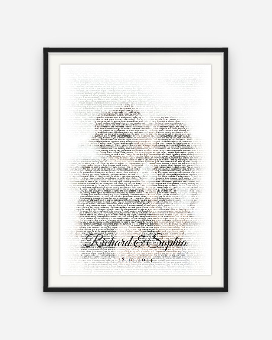 Colour Text Portrait Poster – personalised framed poster preview