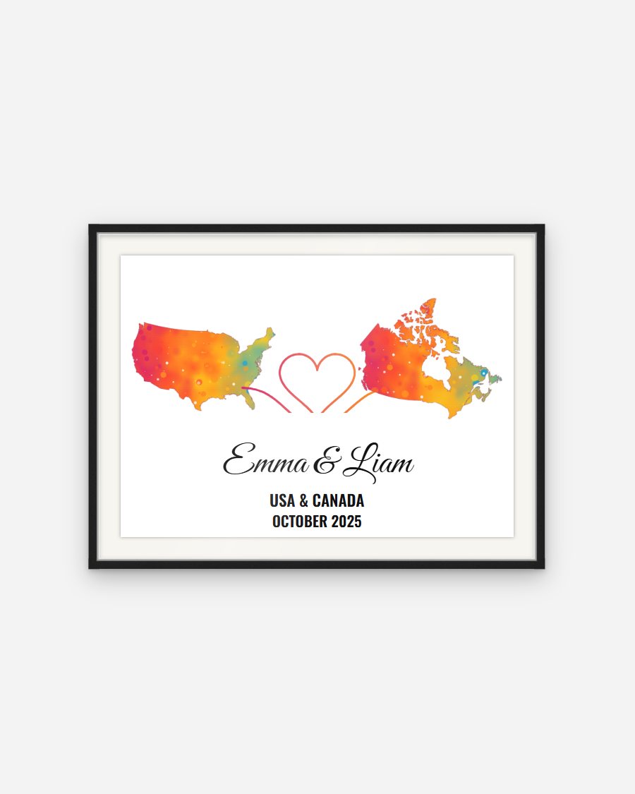 Two Countries Poster – personalised framed poster preview