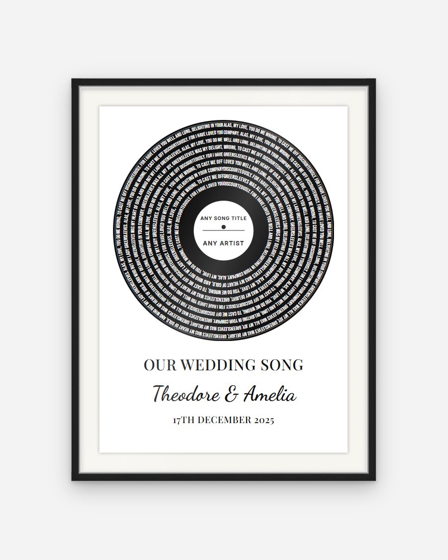 Vinyl Record Lyrics Poster – personalised framed poster preview