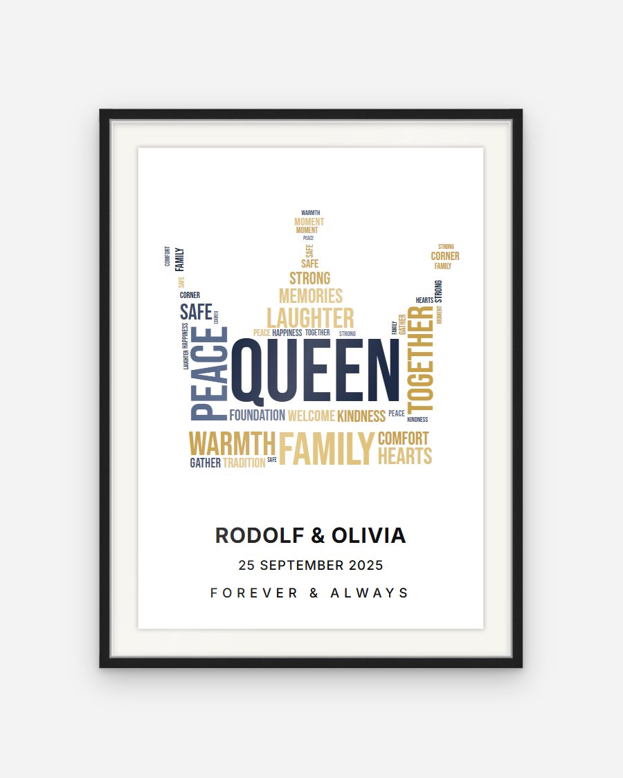 Word Cloud Poster: Crown – personalised framed poster preview