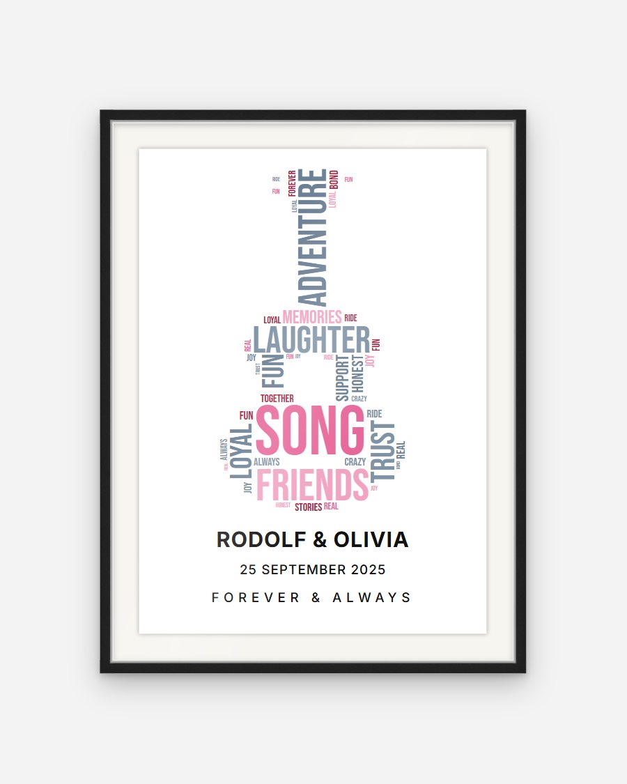 Word Cloud Poster: Guitar – personalised framed poster preview
