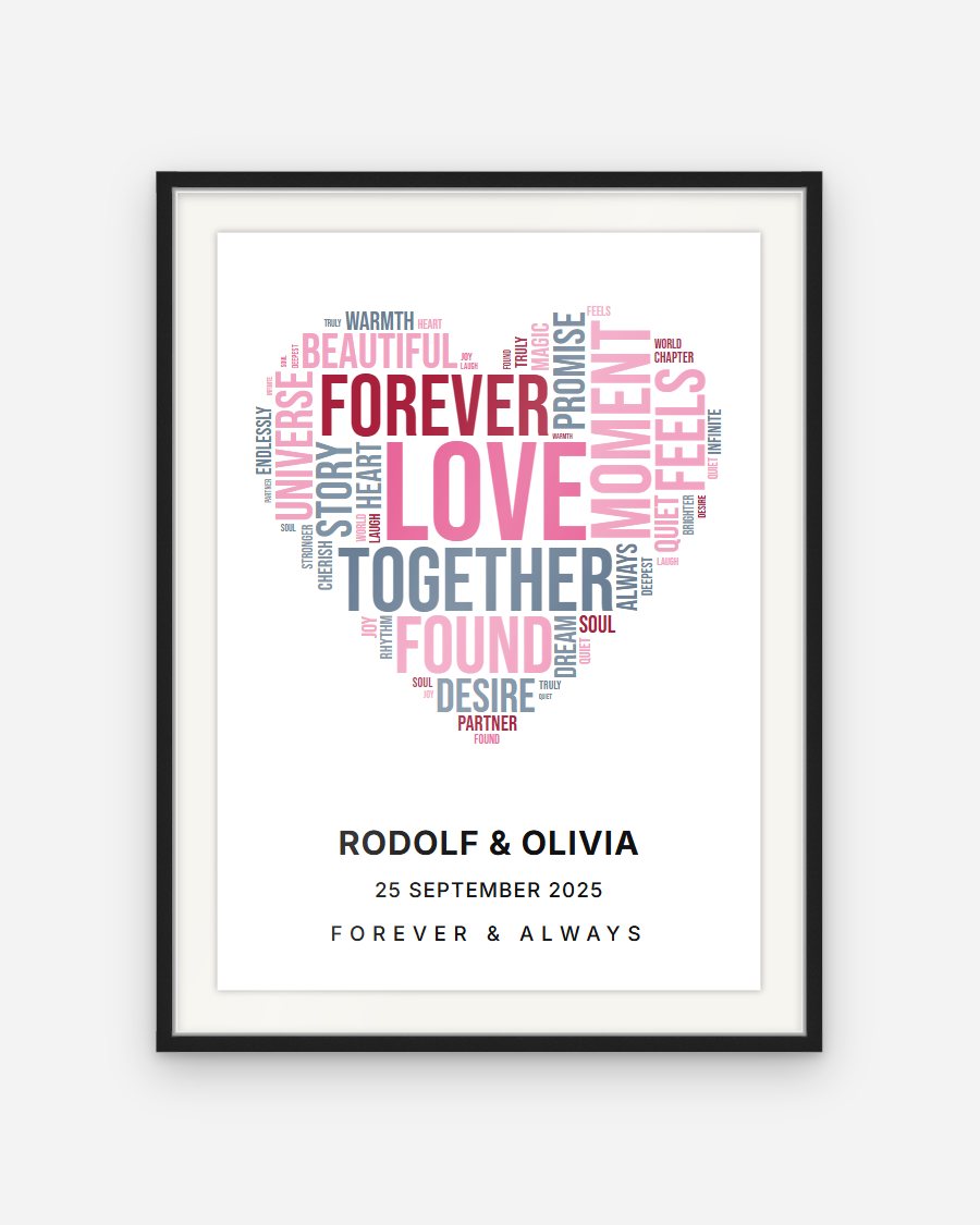 Word Cloud Poster: Heart – personalised framed poster preview