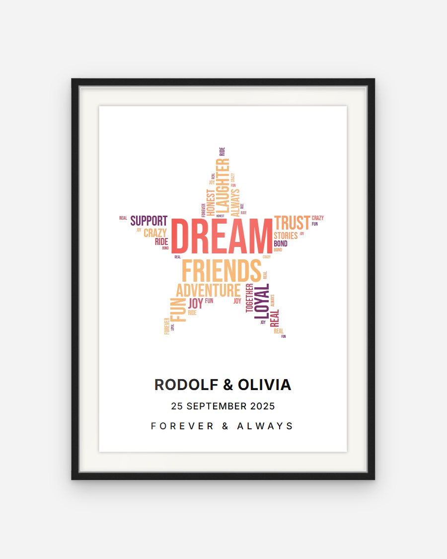 Word Cloud Poster: Star – personalised framed poster preview